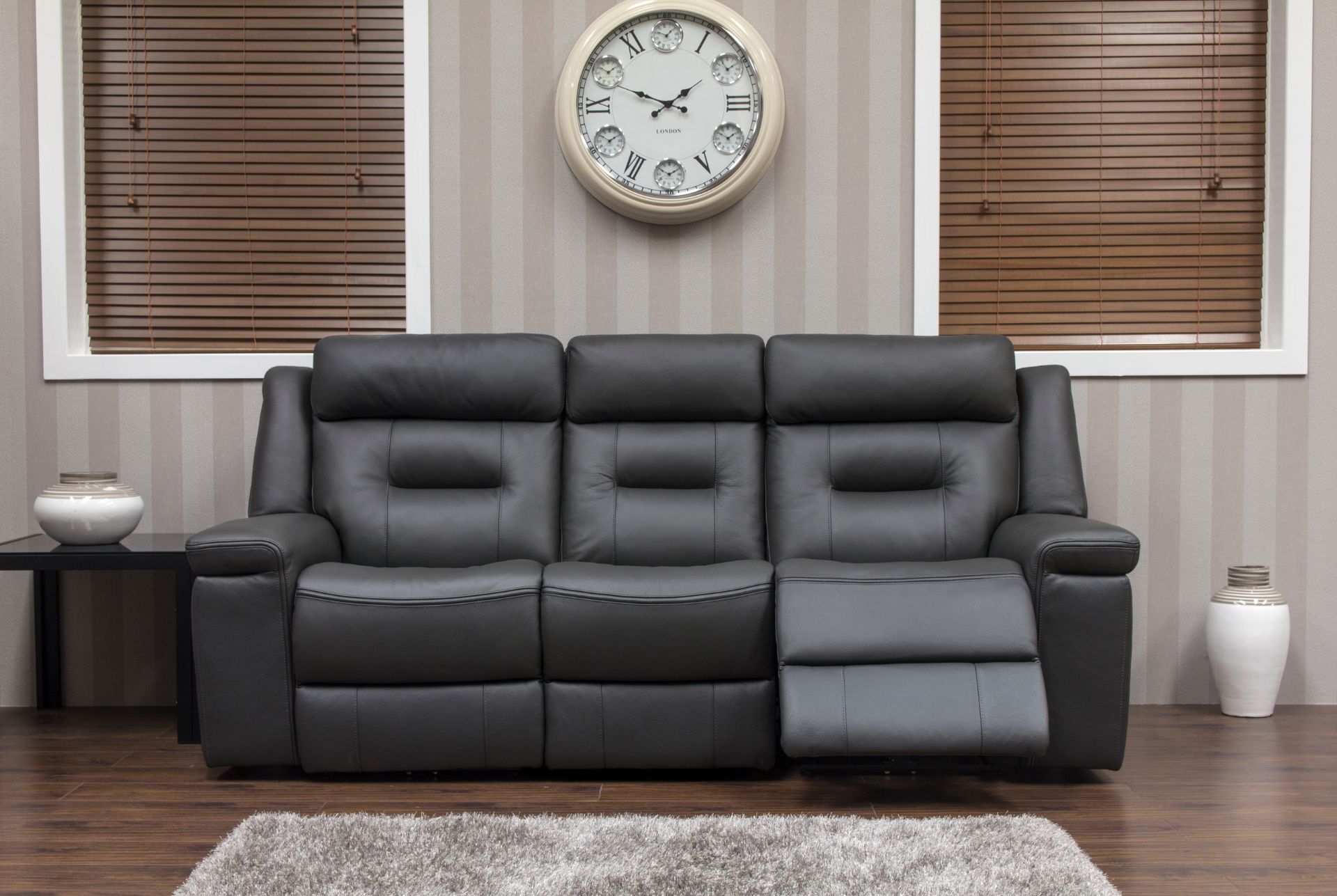 Sofahouse - Osbourne Leather Sofa - Dark Grey