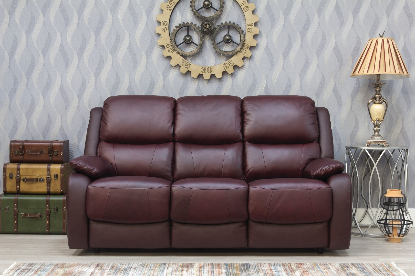 Sofahouse - Parker Leather Sofa - Wine