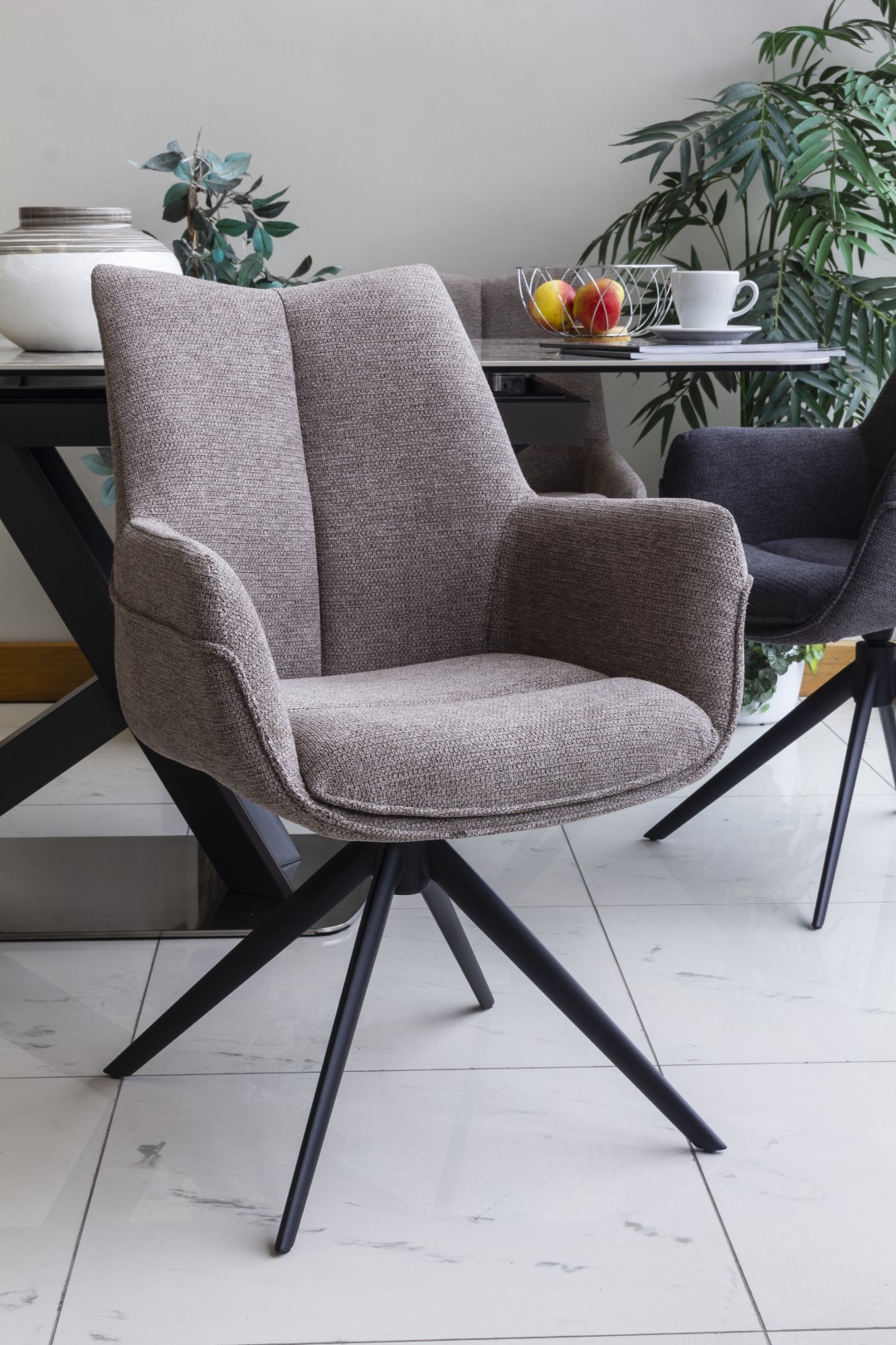 Sofahouse - Arco Swivel Arm Chair - Taupe